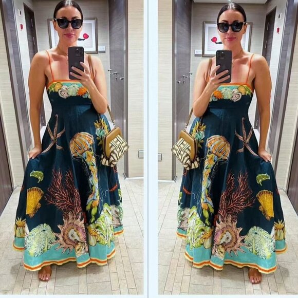 Alemais Dresses & Skirts - Alamais Dorian Marine Life Jellyfish Pattern Sun Dress